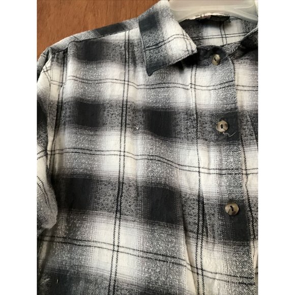 Vintage Greatland Sportswear Mens Plaid Flannel Medium Black & White Lightweight - Picture 3 of 8
